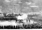 portrayal of Police Firing on the Militia and Rioters in Jackson Square from Frank Leslie's Illustrated Newspaper, 1873