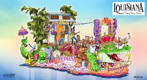 Artist rendering of 2025 Louisiana Rose Parade float - Louisiana Saturday Night.