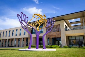 A new sculpture titled In Our Hands by artist Vito Di Bari will be dedicated outside the entrance to the Stephenson Pet Clinic at the LSU School of Veterinary Medicine. (Photo credit: Percent for Art Program, Department of Culture, Recreation & Tourism)